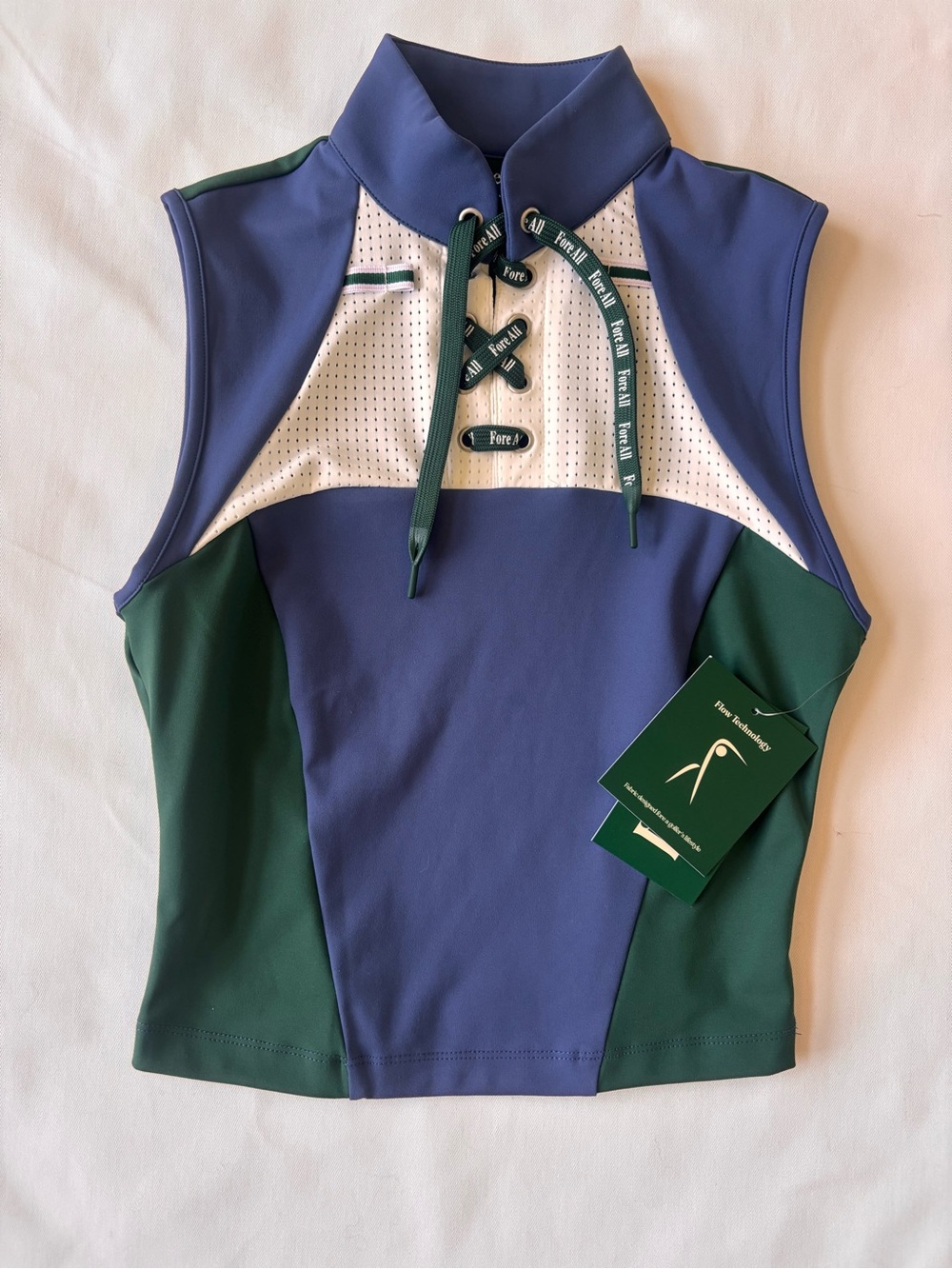Women’s Colorblock Mock-Neck Tank Top in Blue & Green